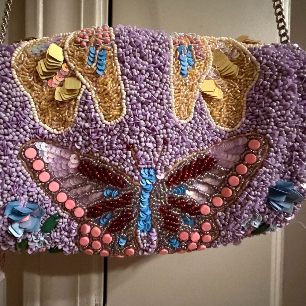 Embellished Purple Butterfly Women's Bag - Picture 4 of 6